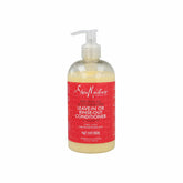 Acondicionador SheaMoisture para pelo rizado en botella mejora manejo y suavidad.