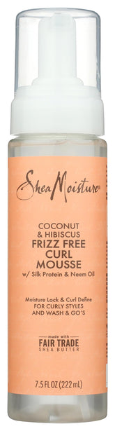 Mousse Shea Moisture Coconut Hibiscus para rizos, mejora la memoria del rizo y brillo.