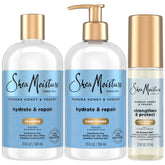 SheaMoisture shampoo Manuka Yogur en botella para limpieza suave y nutritiva.