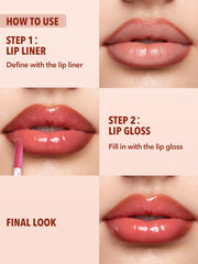 SHEGLAM brillo-labios con textura sedosa, aplicación visible