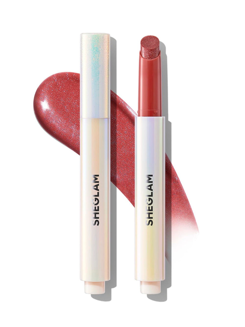 SHEGLAM Pout-Perfect First Crush empaque elegante con brillo visible para labios luminosos