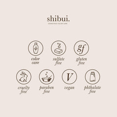 SHIBUI fórmula vegana sin sulfatos, cuidado respetuoso del cabello.
