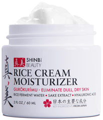 Shinbi Beauty crema arroz frasco: hidratación profunda para piel suave y radiante.