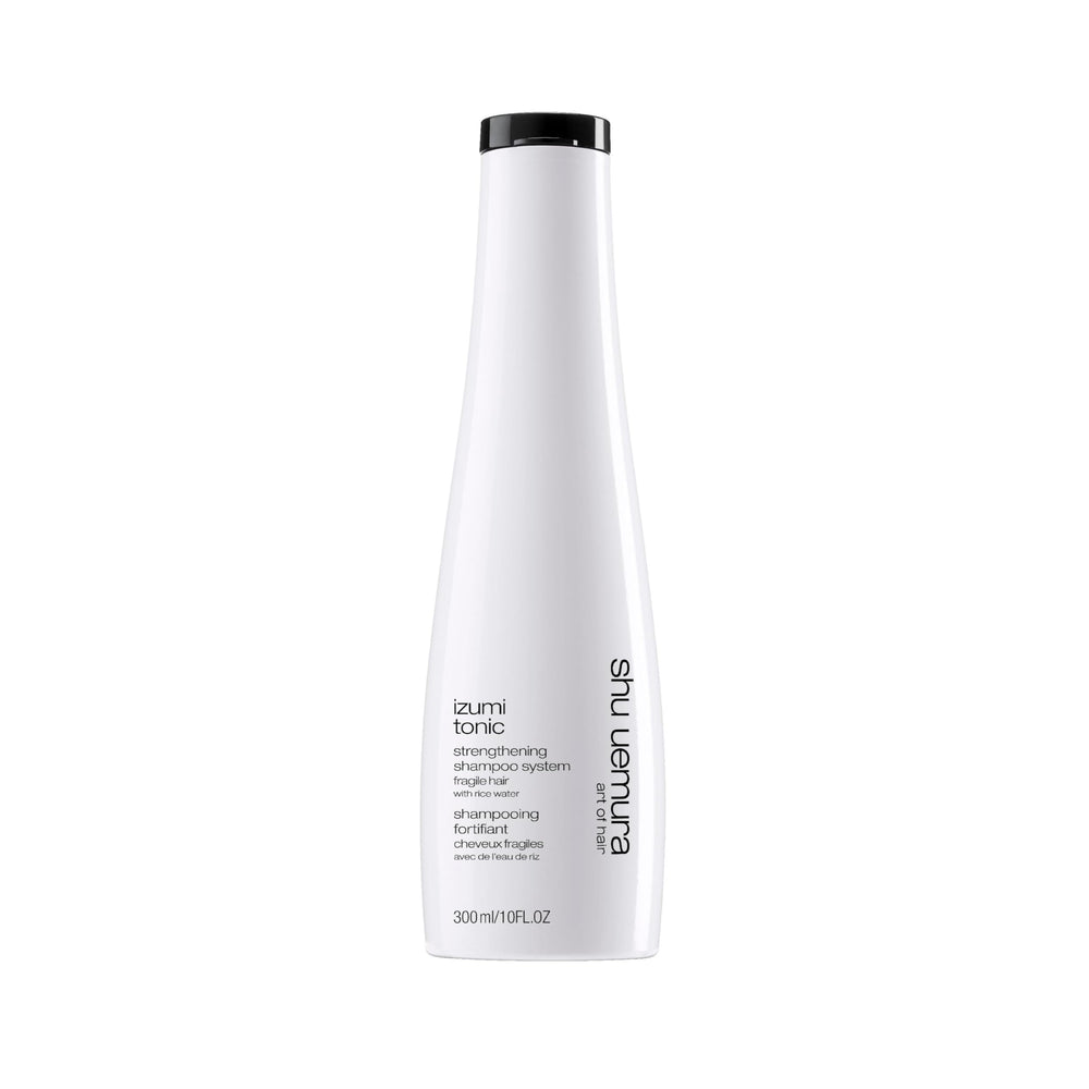 Izumi Tonic de shu uemura art of hair, botella frontal, hidratación y fortalecimiento visibles