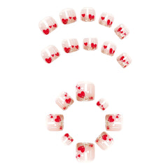 SHUXILIN uñas-pie diseño San Valentín con corazones rojos y blancos