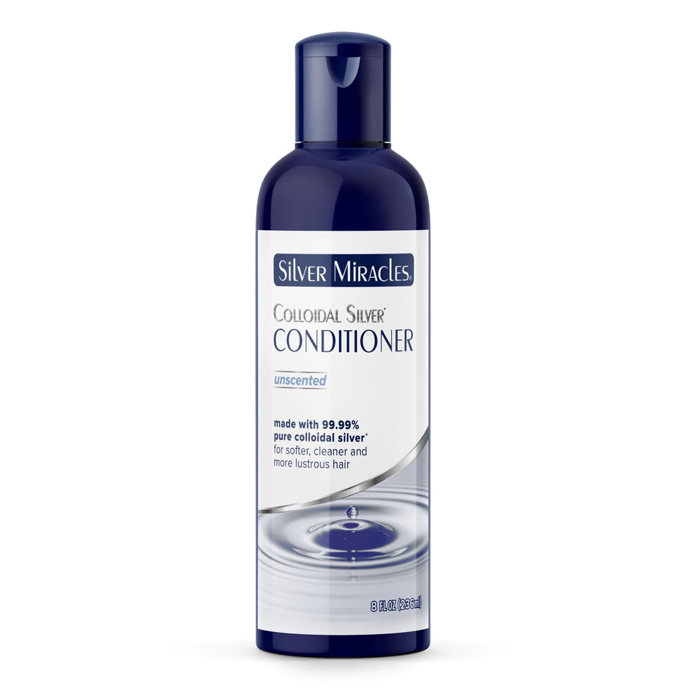 Silver Miracles Condicionador con plata coloidal en botella de 8 onzas para cabello suave