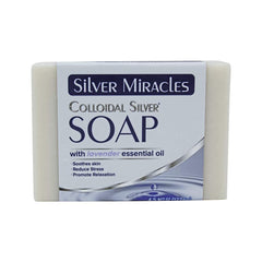 Silver Miracles jabon coloidal lavanda, limpieza suave para piel sensible con aroma relajante.