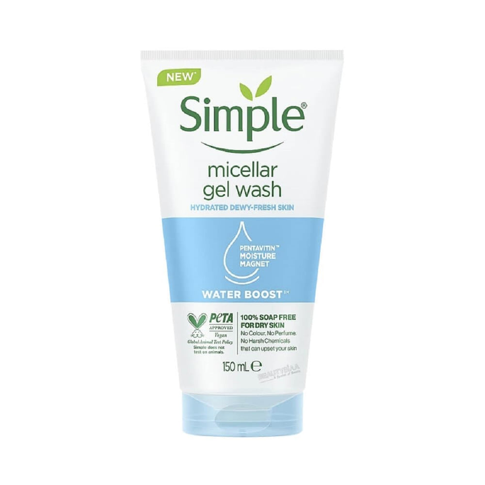 Simple Water Boost Gel micelar limpia suavemente el rostro y elimina maquillaje