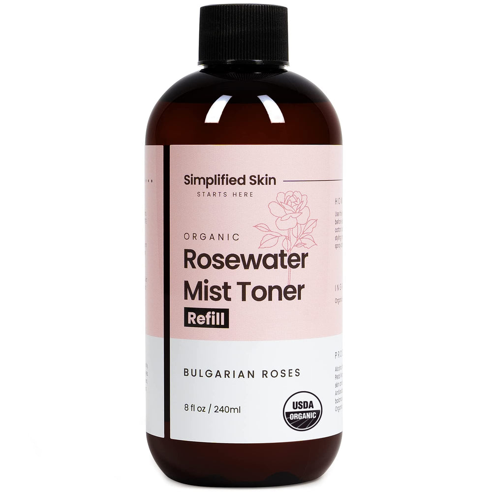 Simplified Skinbotella agua de rosas para piel y cabello, hidratación suave.