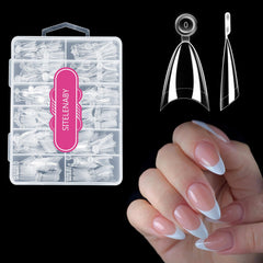 SITELENABY Uñas almendra media cobertura: ajuste natural para uñas cortas