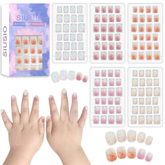 Uñas SIUSIO para niñas con arcoíris, listas para pegar