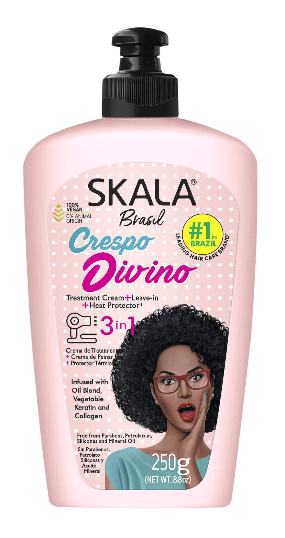 SKALA Brasil Crespo Divino 3 en 1: bote para peinar con definición suave