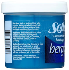 Softee Bergamot envase con etiqueta azul clara y diseño.