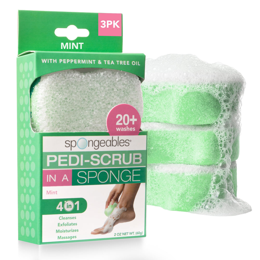 Spongeables Exfoliante para Pies - espuma mentolada para limpieza suave.