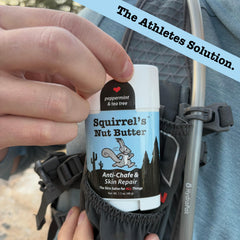 Squirrel's Nut Butter antirozaduras en brazos y pecho para confort.