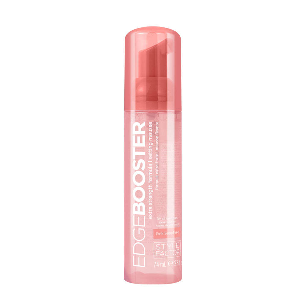 Mousse Style Factor EDGE BOOSTER en envase de viaje de 2.5 oz para fácil transporte.