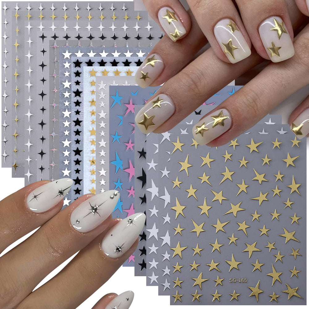 STZPRONAIL pegatinas de estrellas 3D para uñas, brillo duradero.