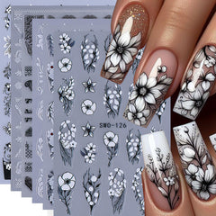 STZPRONAIL pegatinas-encaje-florales negras y blancas para uñas, ideal para decorar en casa.
