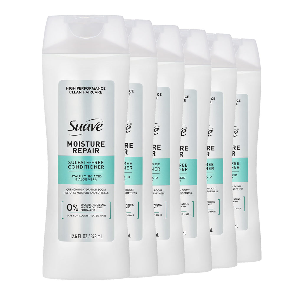 Acondicionador Suave reparador en botella, hidrata profundamente el cabello seco.