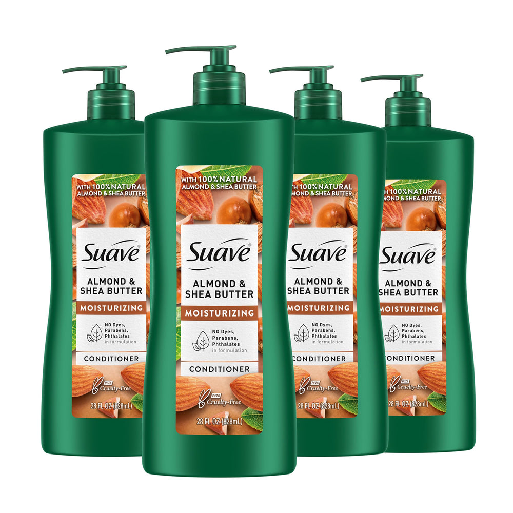 Suave Almendra y Manteca de Karité, botella, hidratación profunda para cabello seco.