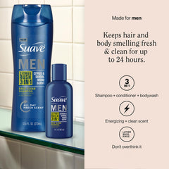 Gel de ducha 3-en-1 Suave Citrus Rush limpia piel y cabello en un solo paso.