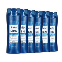 Suave Men Ocean Charge, botella, limpieza suave para uso diario.