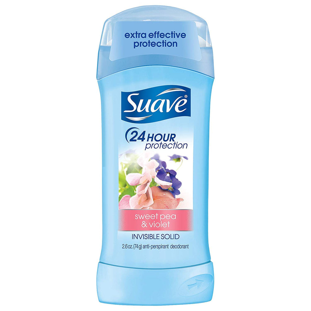 Suave Invis SLD Dulce guisante y violeta, barra desodorante invisible con protección duradera y sin manchas.