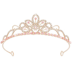 SuPoo tiara princesa rosa dorado, brillo llamativo para fiestas y sesiones de fotos.
