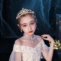SuPoo diadema princesa rosa dorado con cristales, ideal para cumpleaños inolvidables.