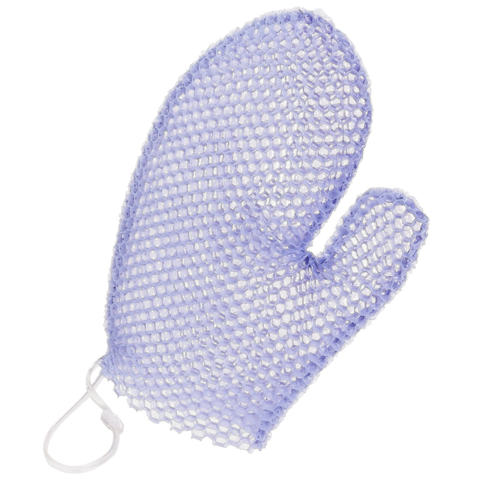 Guante Supracor para baño exfoliante morado, ideal para exfoliar el cuerpo.