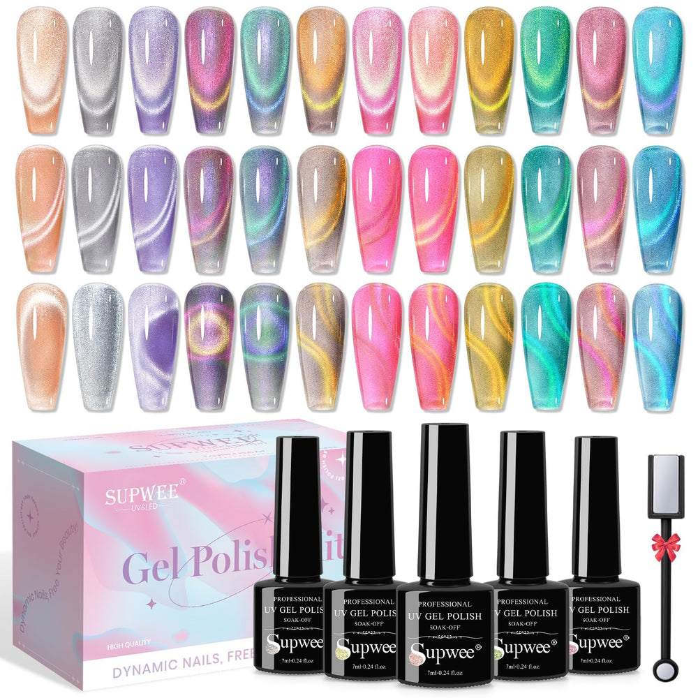 SUPWEE Cat Eye Gel con efecto galaxia para uñas llamativas.