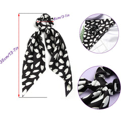 SUSULU Scrunchie chiffon lazo blanco para recogido suave.