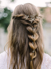 SWEETV horquilla de cabello con perlas y hojas, ideal para bodas y looks románticos