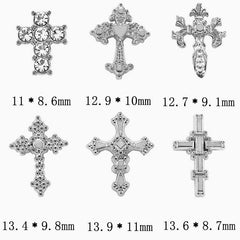 Cruz de cristal plateada Symphonyw para uñas, brillo duradero.