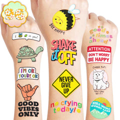 Tatuajes motivacionales pre-cortados con frases para niños y adultos.
