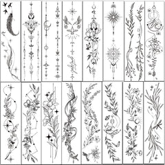 Tazimi tatuajes temporales piernas con ramas decorativas, fácil de quitar.