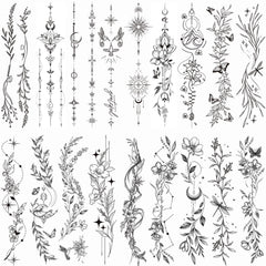 Tazimi tatuajes temporales ramas y flores para brazos, look elegante temporal.
