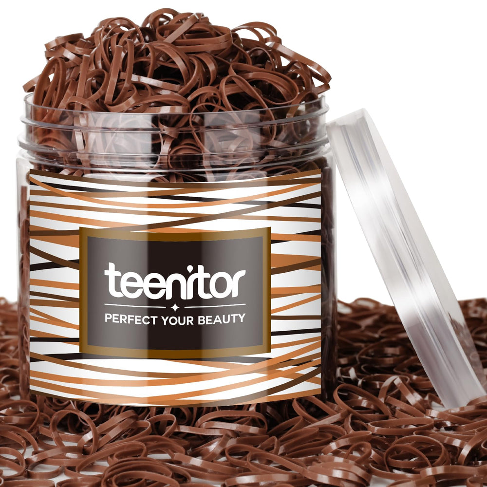 Teenitor Bandas elasticas marrón claro, 2000 piezas, ideal para peinados diarios.