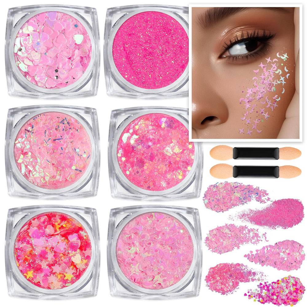 Teenitor brillo para cara en gel rosa con efecto deslumbrante.