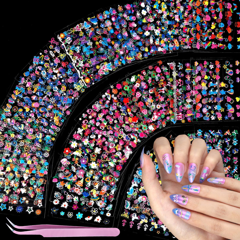 Teenitor pegatinas de uñas flor: colorido diseño para uñas divertidas y rápidas.