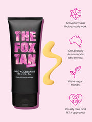 The Fox Tan Rapid Accelerator aumenta melanina para tonos profundos.