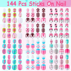 Thrilez Uñas Postizas para Niñas, prepegadas, aplicación rápida para looks diarios