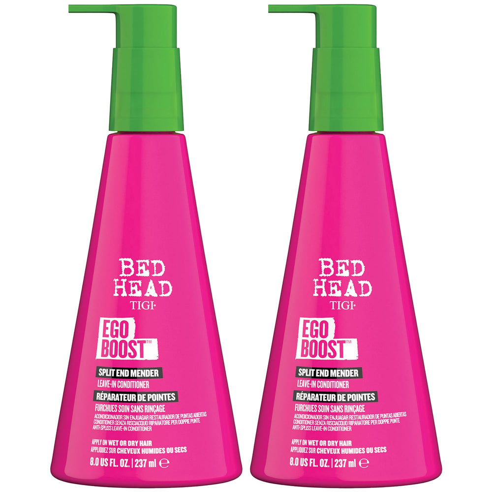 TIGI Bed Head Ego Boost Split End Mender, frente del empaque, listo para usar en rutina de peinado.