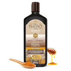 Tío Nacho Shampoo Henna Egipcia, botella, color gradual para canas.