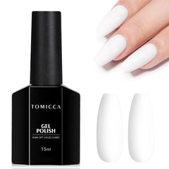 TOMICCA esmalte gel blanco 15ml, bote: acabado suave y cobertura homogénea.