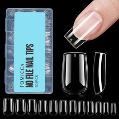 TOMICCA uñas cortas cuadradas claras, kit de 504 piezas para uso en casa.
