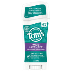 Tom's of Maine Desodorante en barra Lavanda, vista frontal del envase, aroma suave para uso diario.