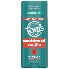 Tom's of Maine desodorante en barra, envase compacto para uso diario y frescura.