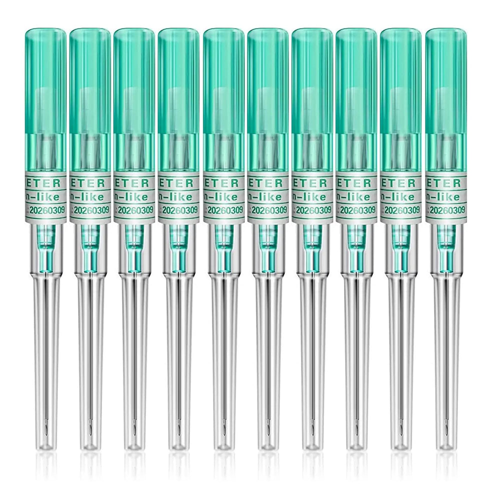 Agujas TONBAO 18G en empaque al vacío para perforaciones limpias y seguras.