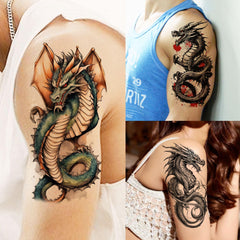 Toneoldshu dragon 3D tatuaje temporal, ideal para eventos y playa.